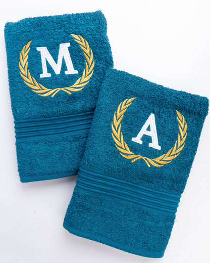 Initial Emblem Embroidered Towel