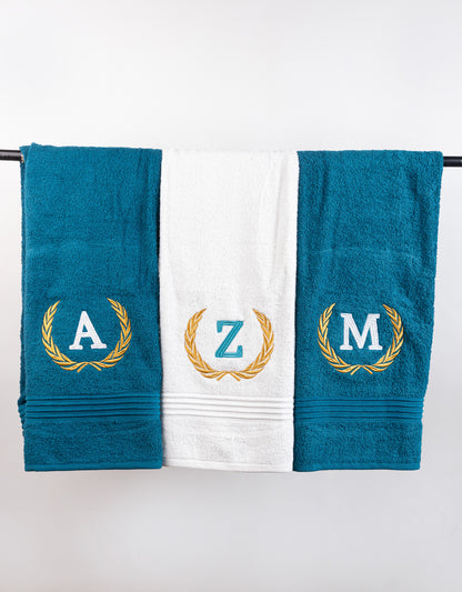 Initial Emblem Embroidered Towel