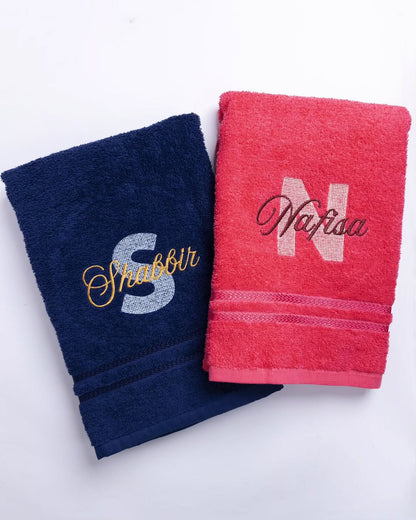 Full Name Overlapped On Initial Embroidered Towel