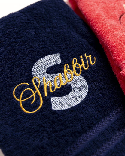Full Name Overlapped On Initial Embroidered Towel