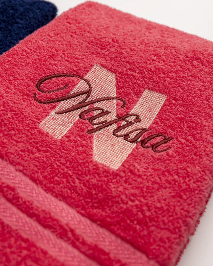 Full Name Overlapped On Initial Embroidered Towel